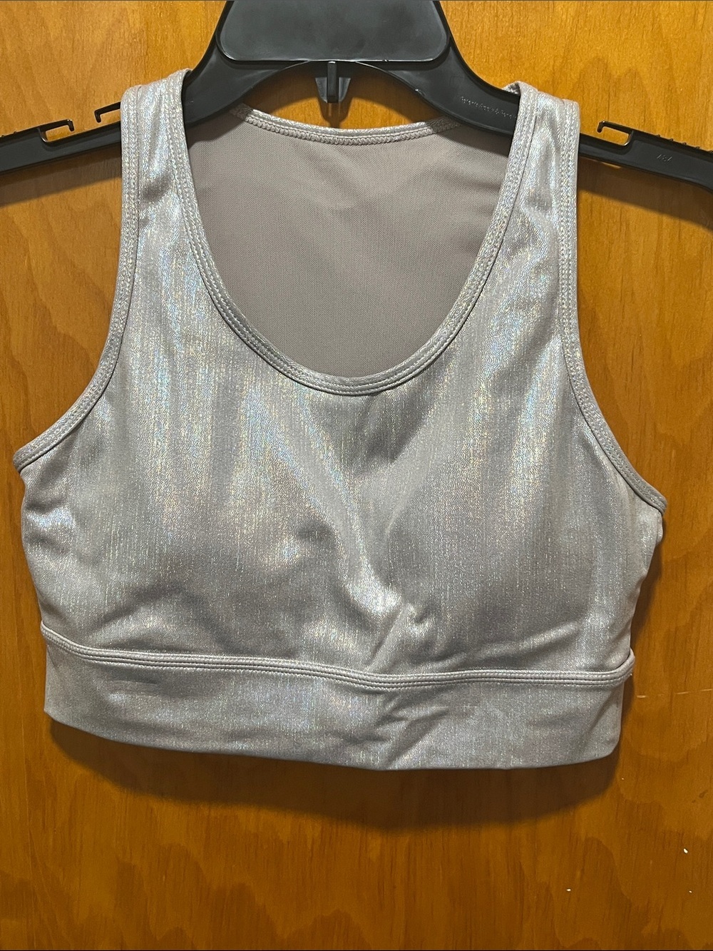 Mono B Silver Shimmer Sports Bra